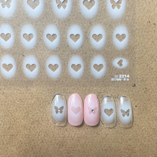 Painted Hollow Love Nail Art Stickers Adhesive Butterfly Star Sticker Decals to3404