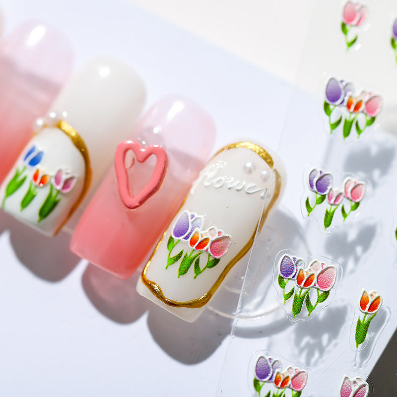 Tensor Nail Stickers Embossed Tulips TS1351 - Nail MAD