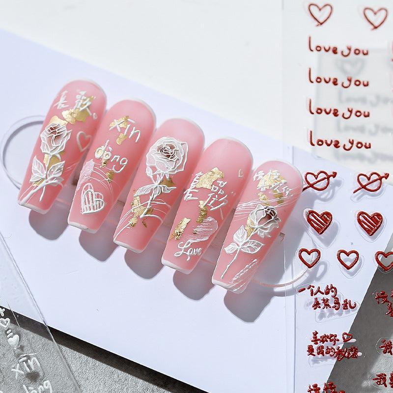 Tensor Nail Stickers Embossed Rose Flower TS1214 - Nail MAD