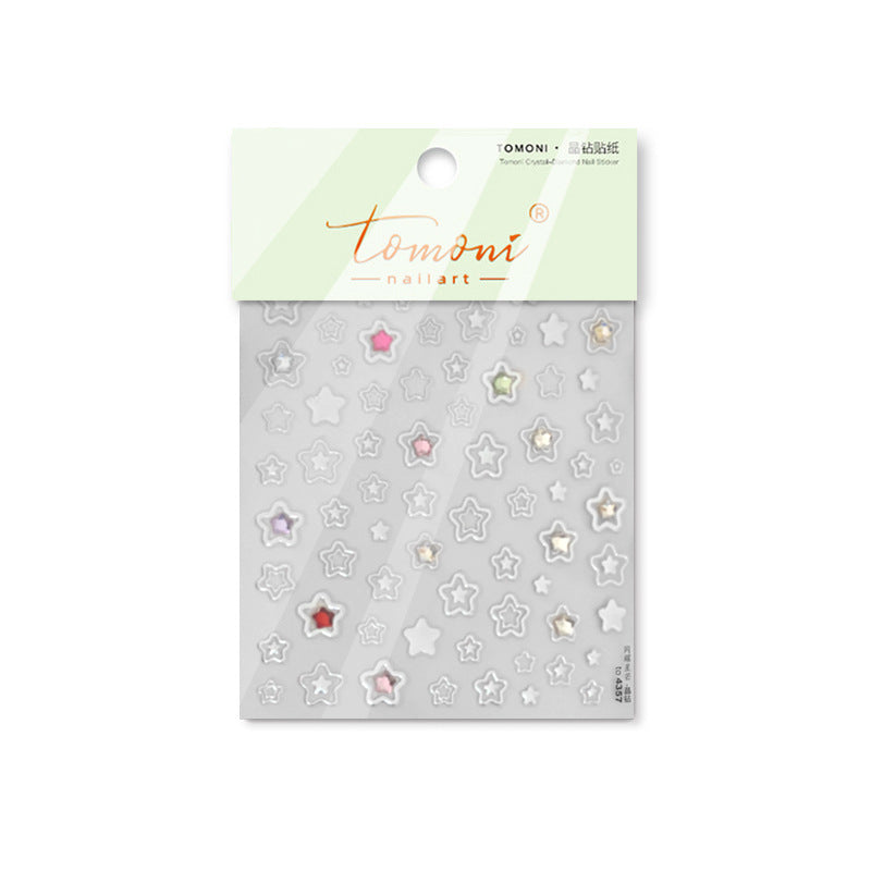 Metal Star Nail Art Stickers Adhesive Embossed Love Star Sticker Decals to4357