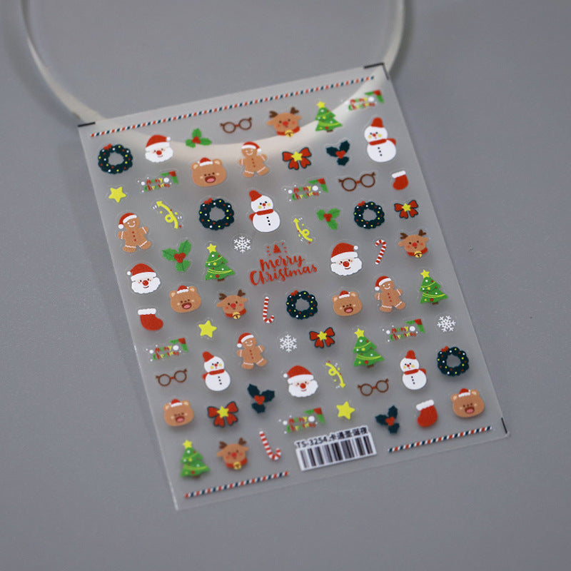 Tensor Nail Stickers Embossed Christmas Santa Claus Snowman - Nail MAD