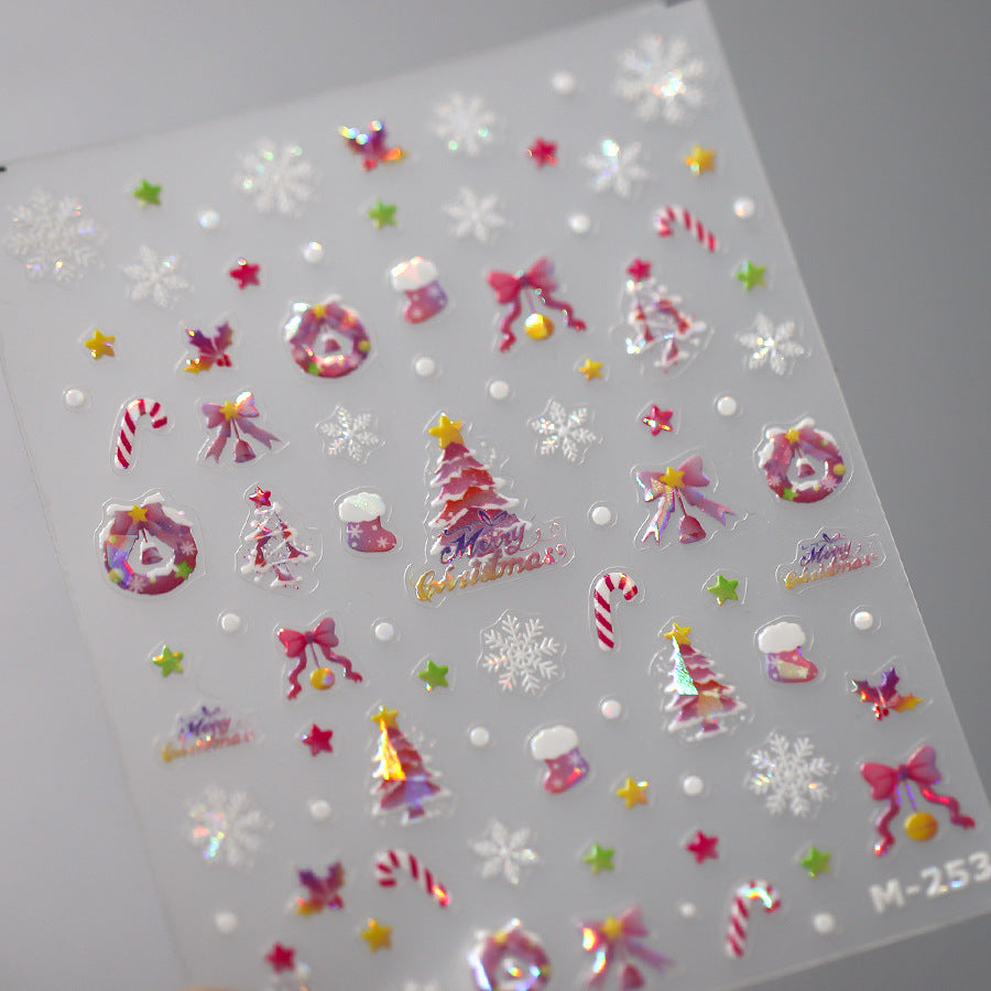 NailMAD Nail Art Stickers Adhesive Slider Embossed Xmas Tree Sticker Decals M253 - Nail MAD