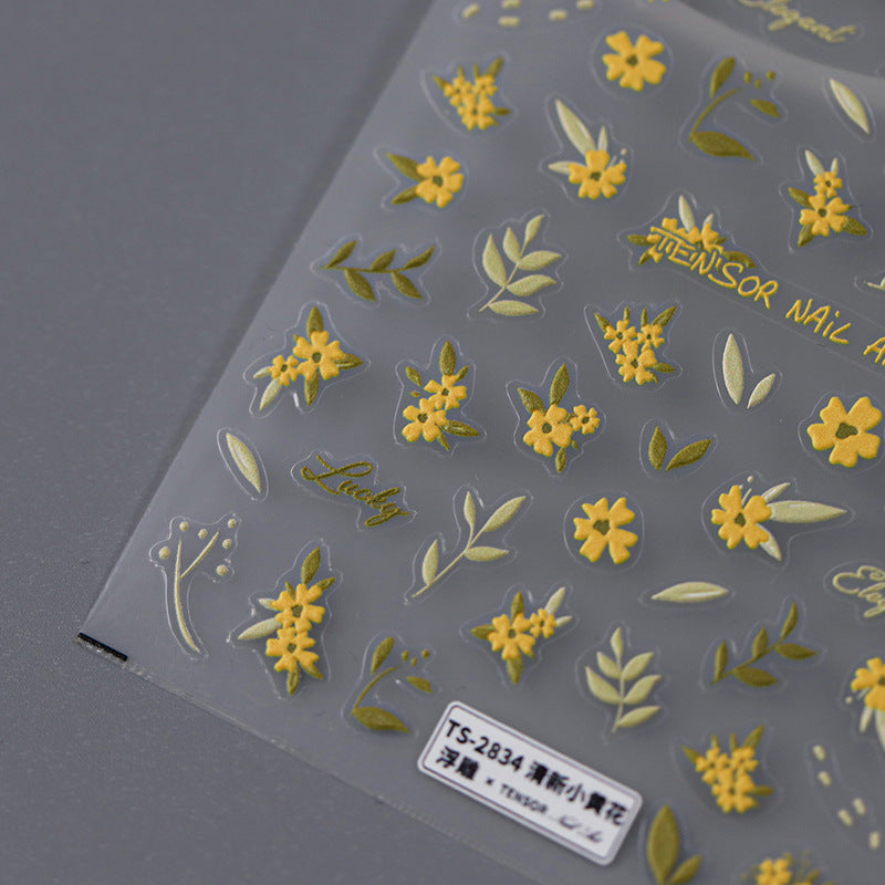 Tensor Nail Art Stickers Embossed Yellow Flower Sticker Decals TS2833 - Nail MAD