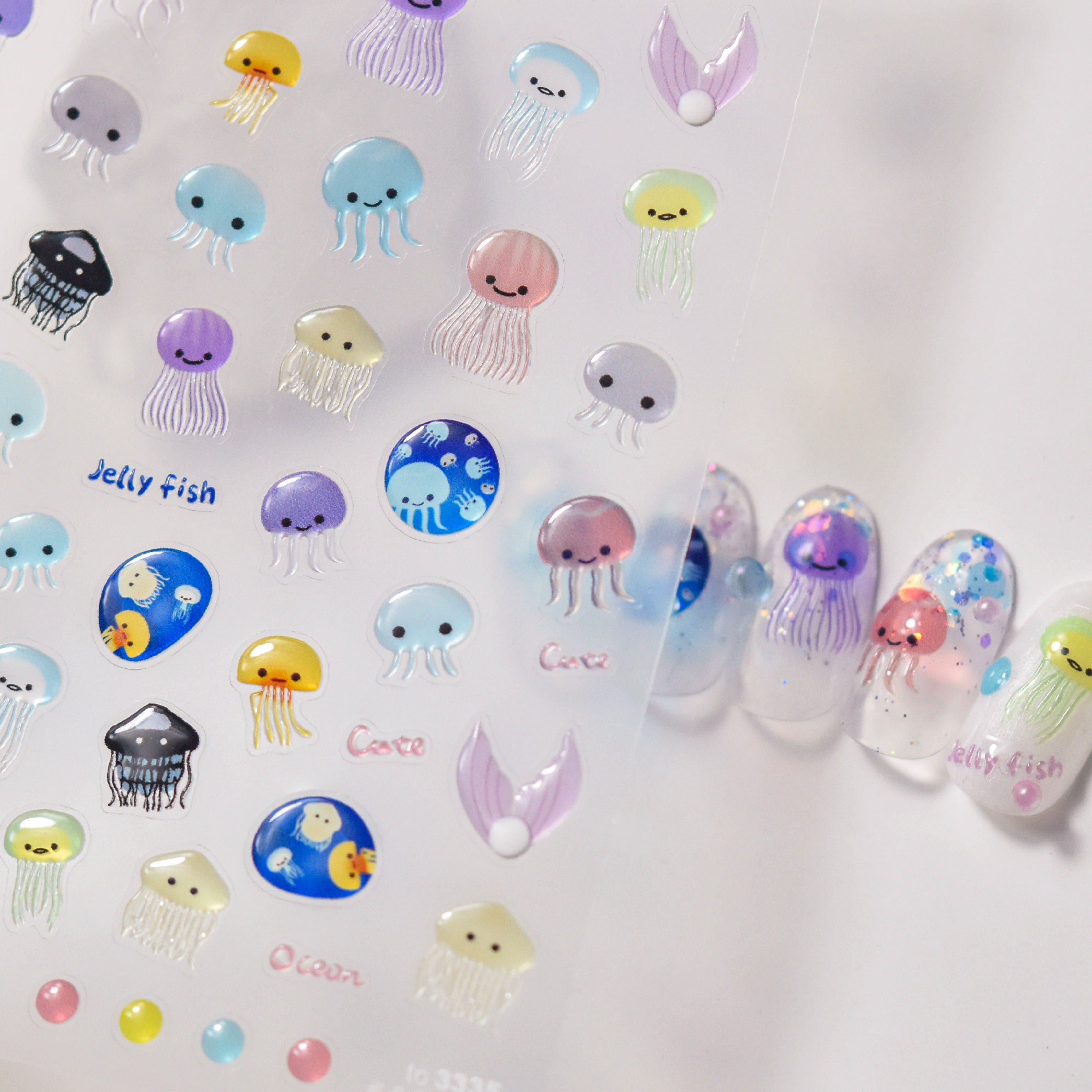 NailMAD Jellyfish Cartoon Nail Art Stickers Adhesive Cute Summer Sea Sticker Decals M130