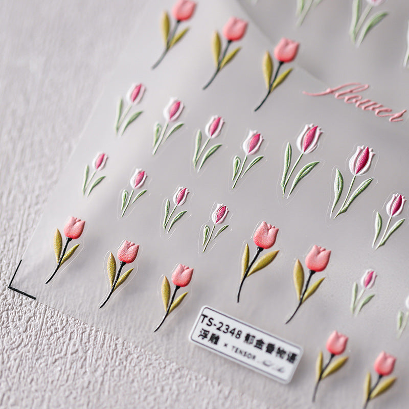 Tensor Nail Art Stickers Embossed Tulips Sticker Decals TS2347 - Nail MAD