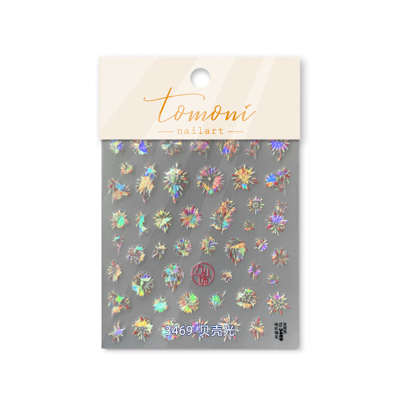 NailMAD Aurora Shell Light Nail Art Stickers Adhesive Embossed Firework Sticker Decals to3470