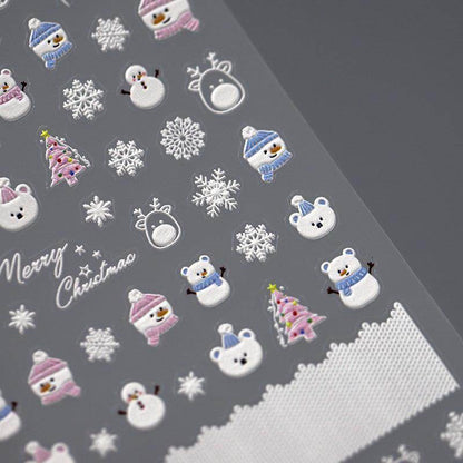 Nail Art Stickers Adhesive Slider Christmas Snowflakes Sticker Decals - Nail MAD