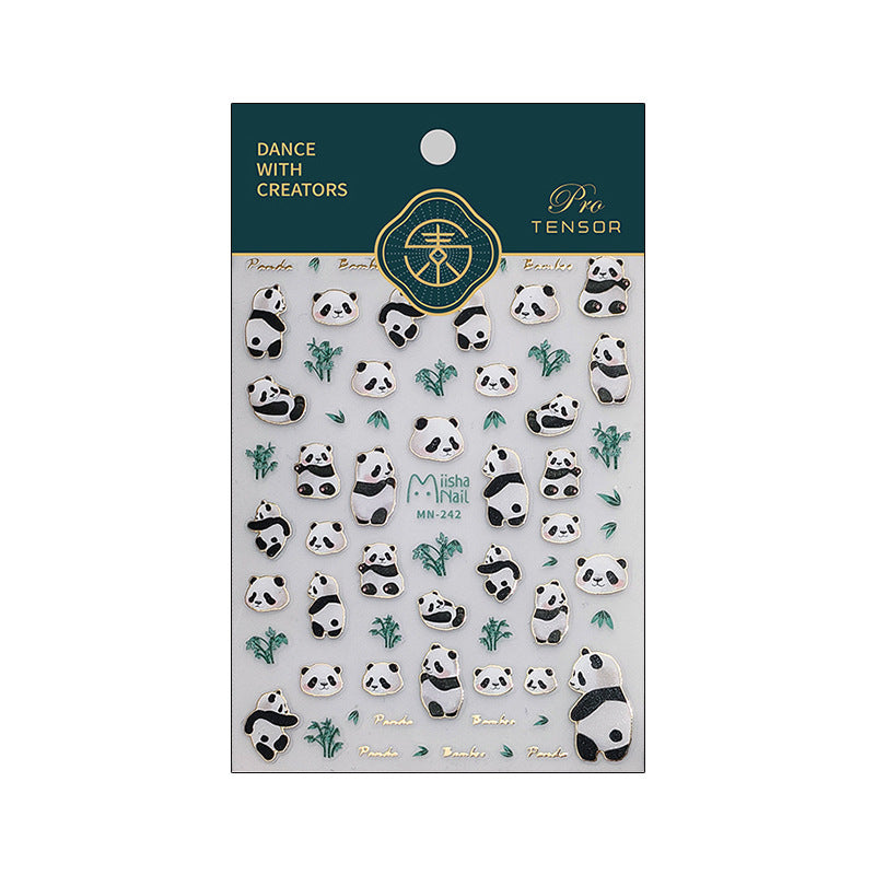 Tensor Nail Art Stickers Embossed Panda Sticker Decals MN242 - Nail MAD