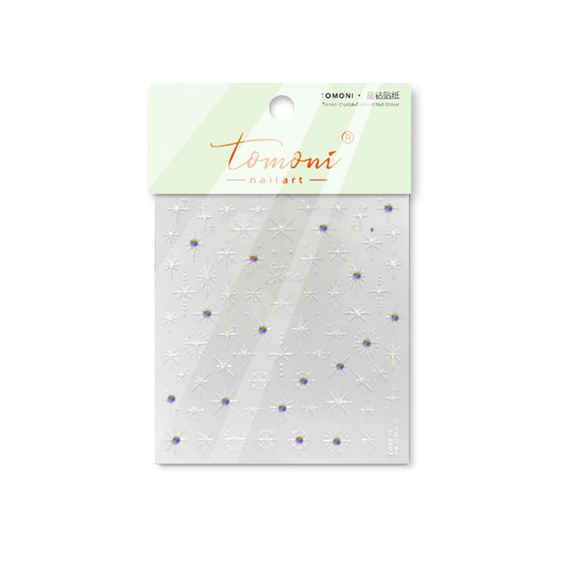 Shiny Star Nail Art Stickers Adhesive Embossed Cross Star with Studs Sticker Decals to3893