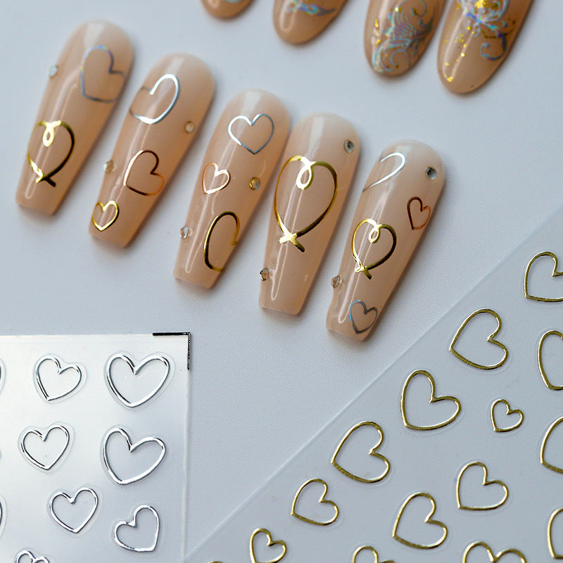 Tensor Nail Art Stickers Metal Colors Love Heart Sticker Decals - Nail MAD