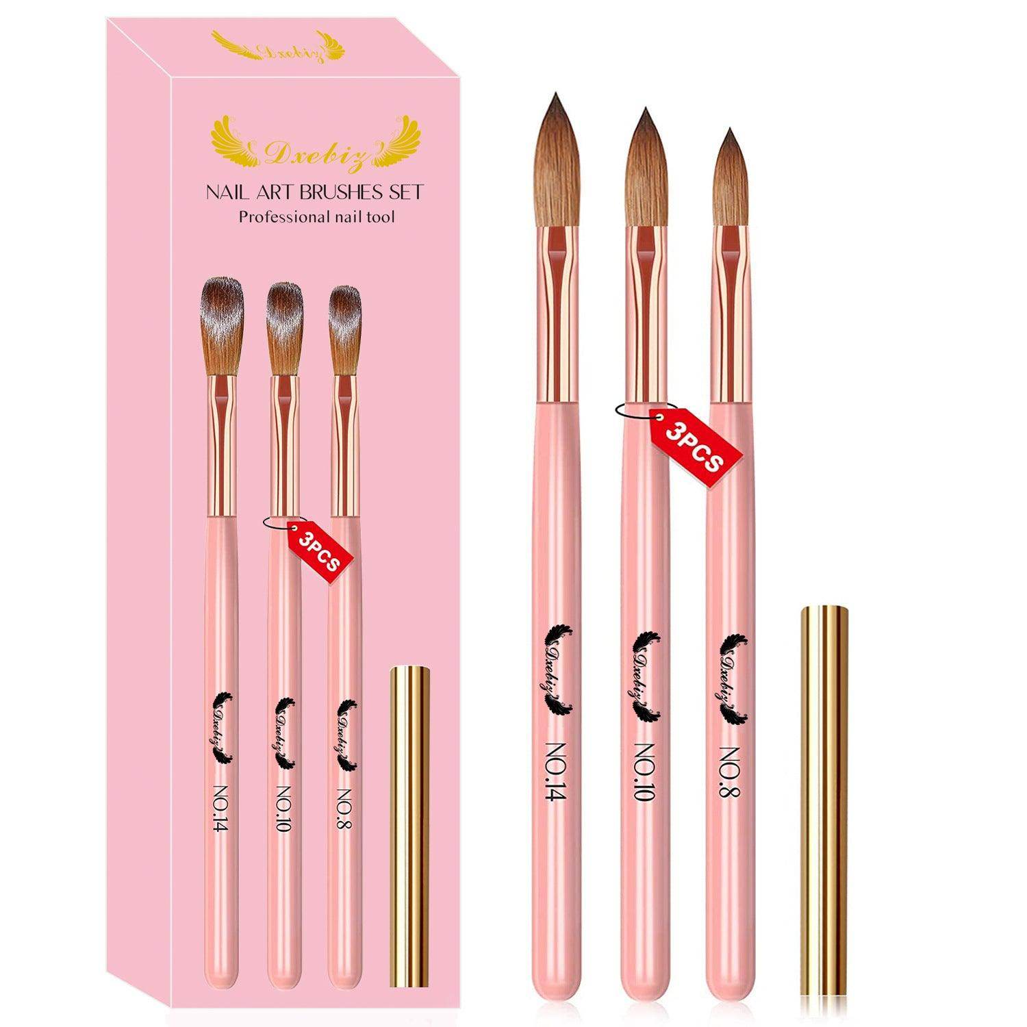 3pcs Acrylic Nail Brush Set Size 8/10/14 Acrylic Brushes for Acrylic Powder Application - Nail MAD