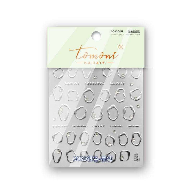 Gold Silver Circle Nail Art Stickers Adhesive Embossed Sticker Decals to3030