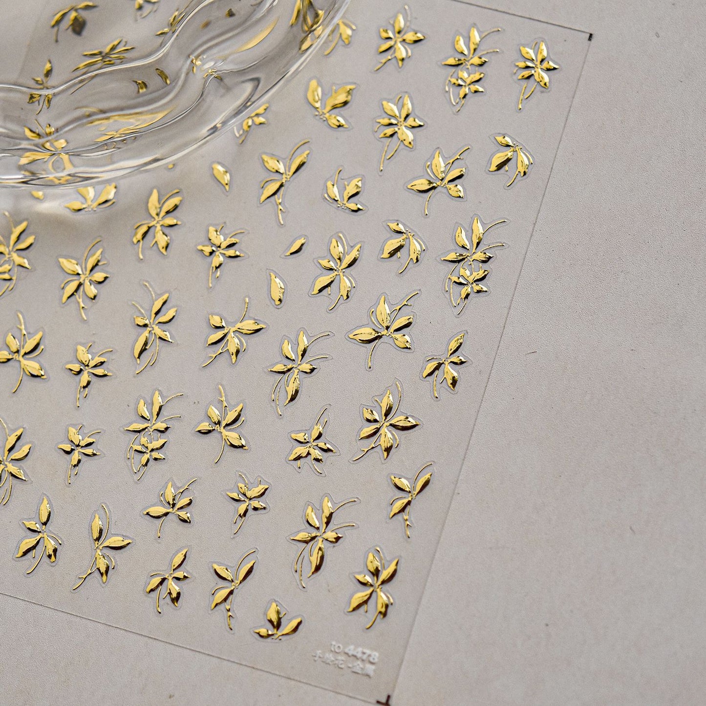 Gold Leaf Nail Art Stickers Metal Effect Adhesive Embossed Sticker Decals to4478