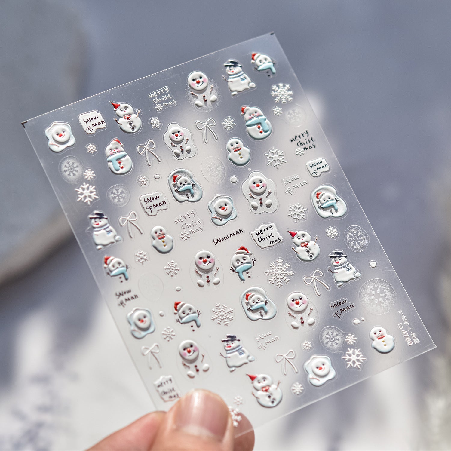 Snowman Nail Art Stickers Adhesive Embossed Xmas Sticker Decals to4760