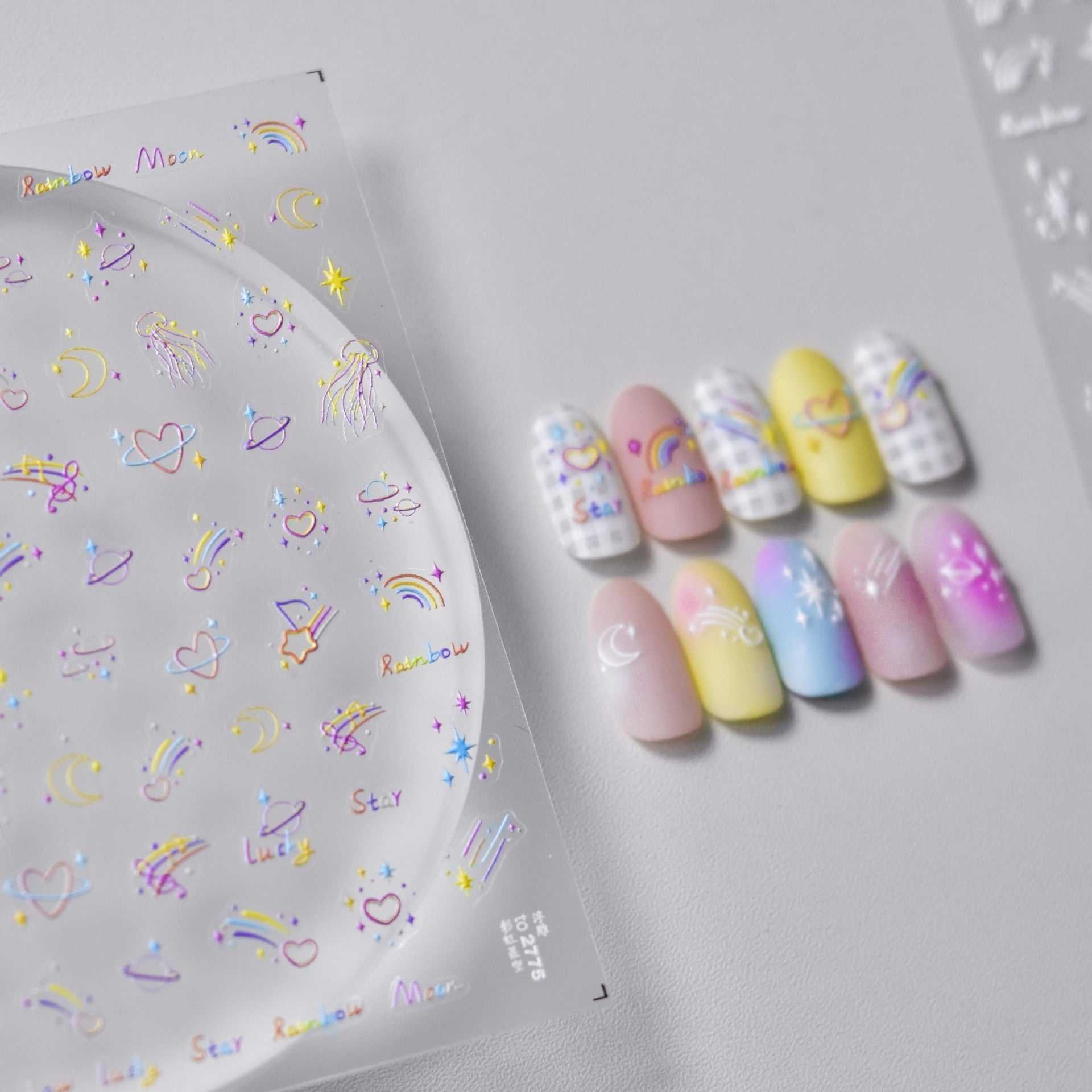 NailMAD Rainbow Wishstar Nail Stickers 5D Embossed Love Heart Nail Decals Self-Adhesive DIY Manicure Accessories to2775