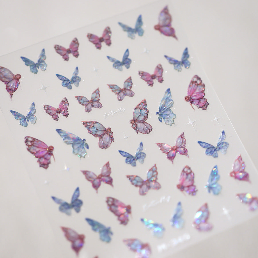 NailMAD Nail Art Stickers Adhesive Slider Colorful Butterfly Wings Embossed Sticker Decals - Nail MAD