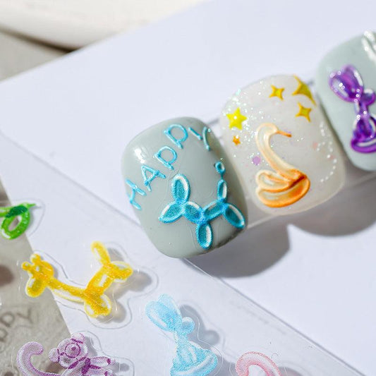 Tensor Nail Art Stickers Embossed Cute Animals Sticker Decals TS1255 - Nail MAD
