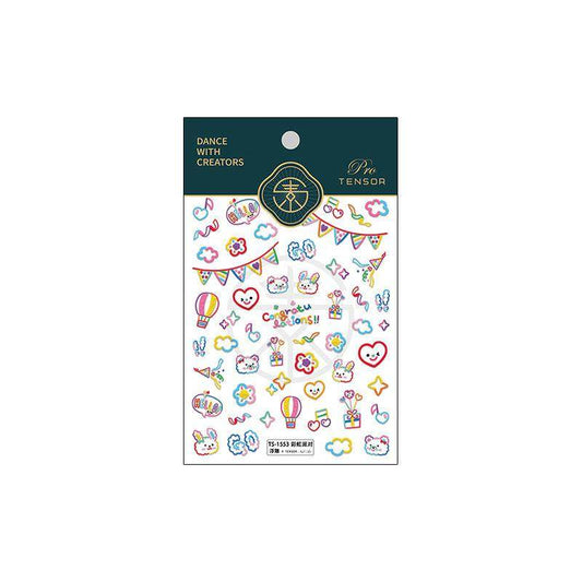 Nail Art Stickers Adhesive Slider Colorful Line Graffiti Embossed Sticker Decals TS1553 - Nail MAD