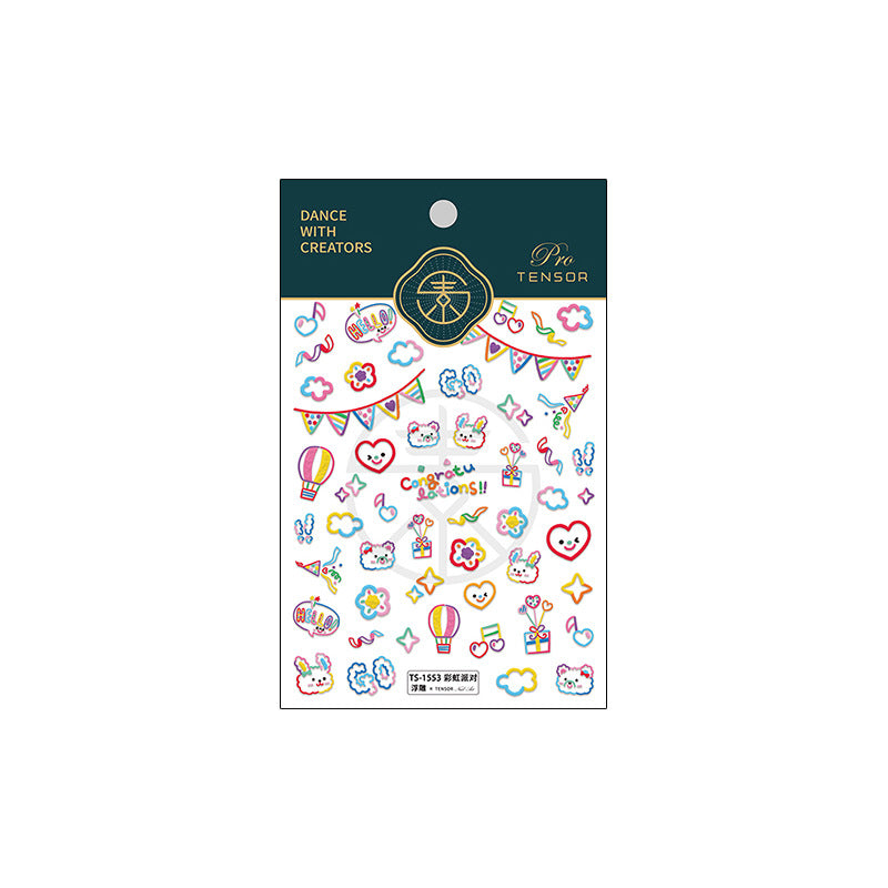 Tensor Nail Art Stickers Colorful Line Graffiti Embossed Sticker Decals TS1553 - Nail MAD