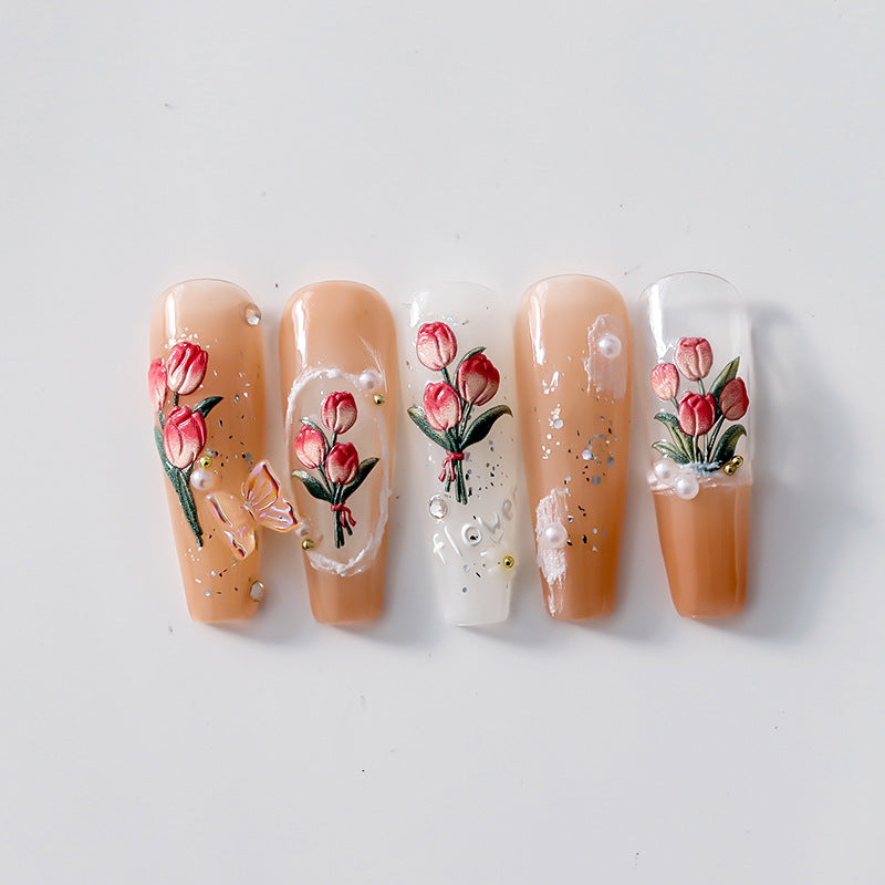 Tensor Nail Art Stickers Tulips Embossed Sticker Decals - Nail MAD