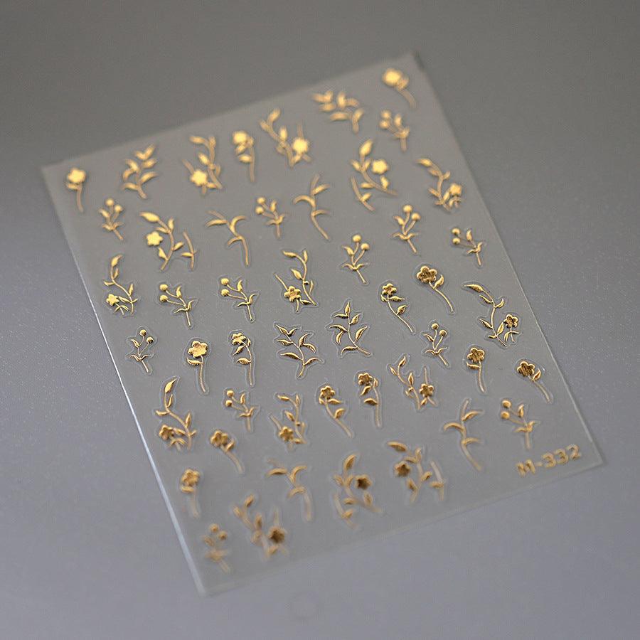 NailMAD Nail Art Stickers Adhesive Slider Gold Colors Rose Flower Embossed Sticker Decals M332 - Nail MAD