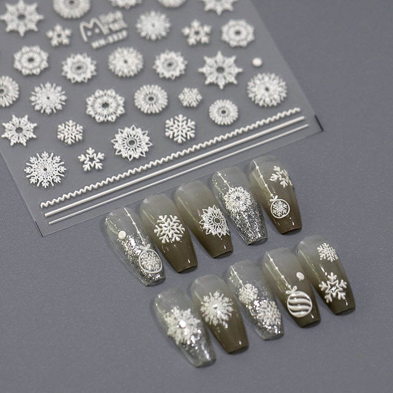 Tensor Nail Art Stickers Embossed Xmas Snowflake Sticker Decals - Nail MAD