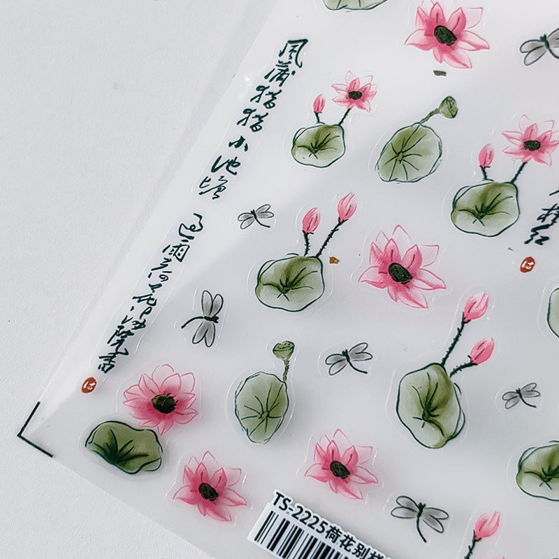 NailMAD Nail Art Stickers Adhesive Slider Lotus Flower Sticker Decals - Nail MAD