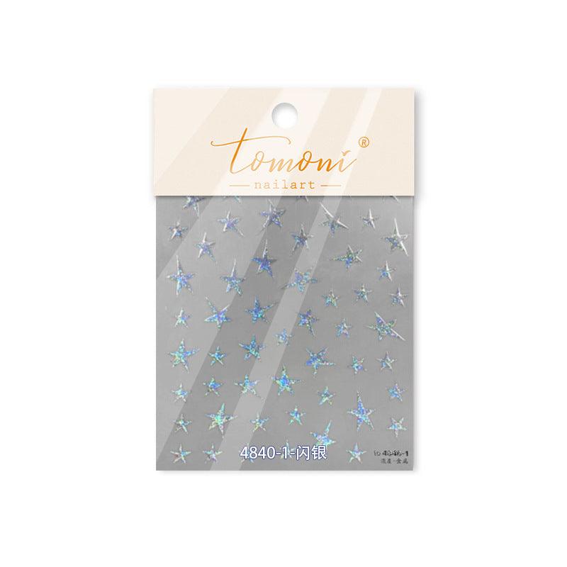 Shiny Star Nail Art Stickers Adhesive Embossed Red Star Sticker Decals to4840