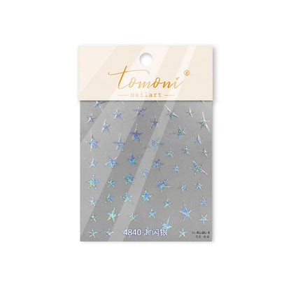 Shiny Star Nail Art Stickers Adhesive Embossed Red Star Sticker Decals to4840