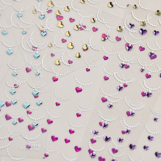 Necklace Nail Art Stickers Adhesive Embossed Love Heart Sticker Decals to3919