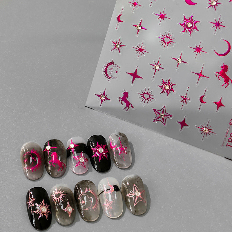 Tensor Nail Art Stickers Star Moon Sun With Rhinestones Sticker Decals - Nail MAD