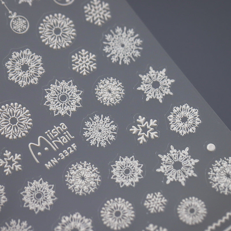 Tensor Nail Art Stickers Embossed Xmas Snowflake Sticker Decals - Nail MAD