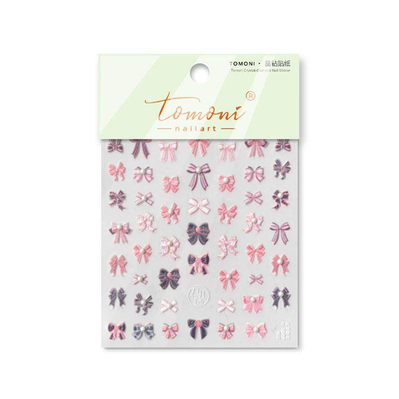 Black Bowtie Nail Art Stickers Adhesive Embossed Pink Bowknot Sticker Decals to3697 - Nail MAD