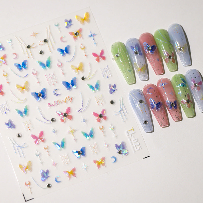 Tensor Nail Art Stickers Butterfly With Rhinestone Sticker Decals TL025 - Nail MAD