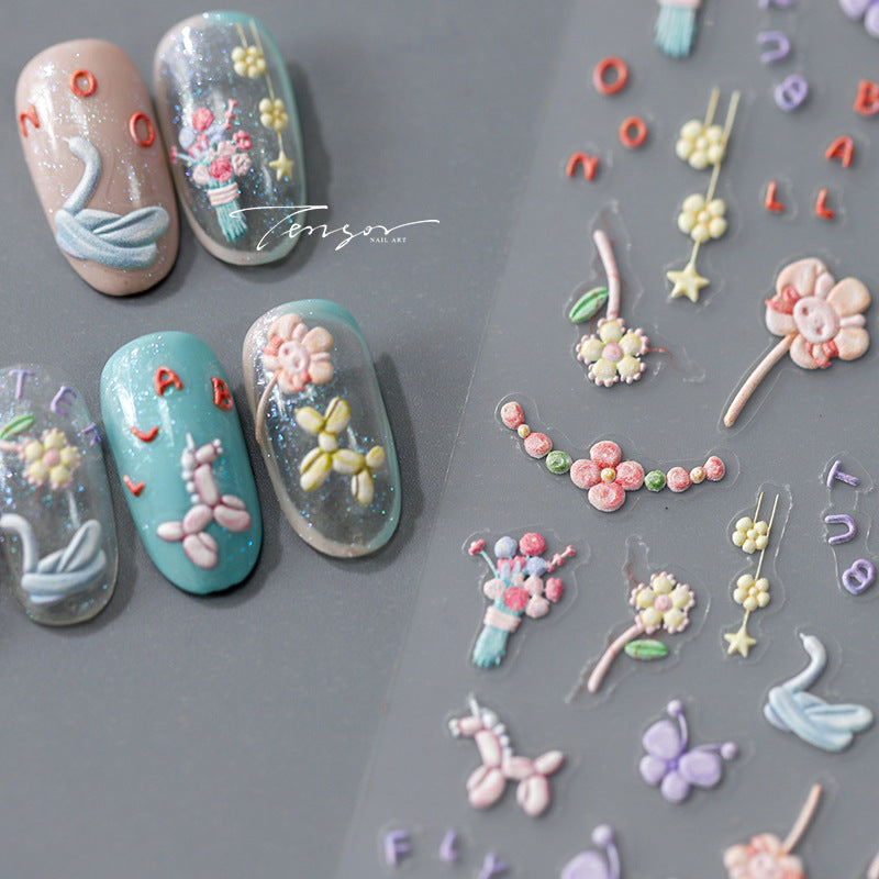 Tensor Nail Art Stickers Floral Embossed Sticker Decals - Nail MAD