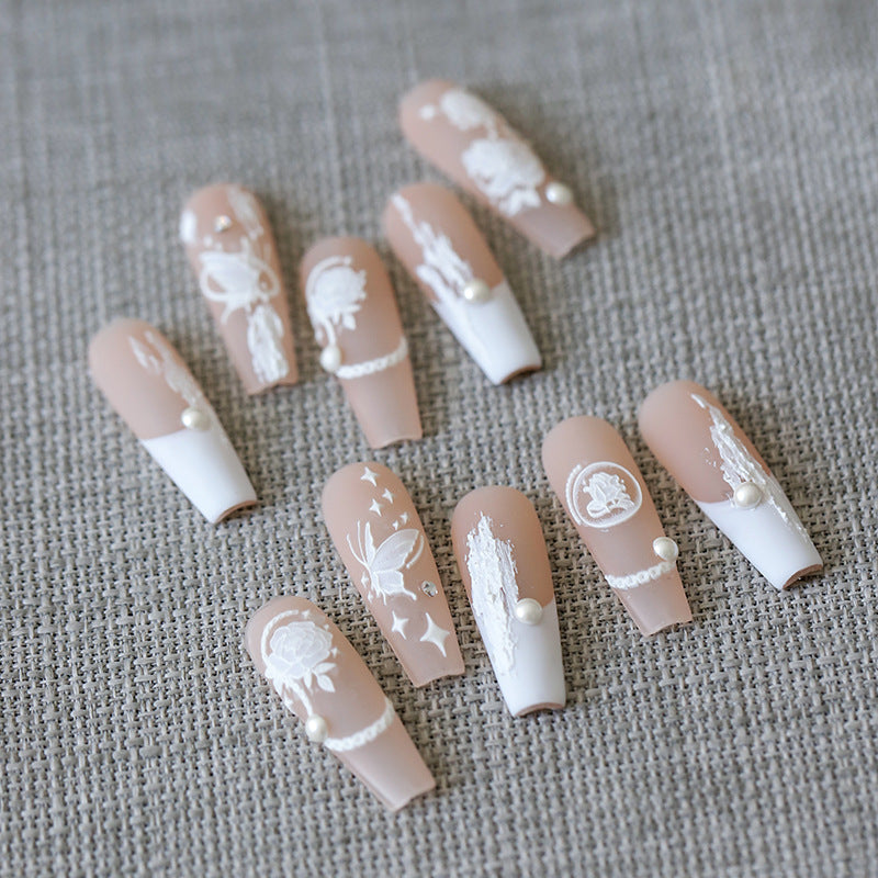 Tensor Nail Art Stickers White Flowers Embossed Sticker Decals - Nail MAD