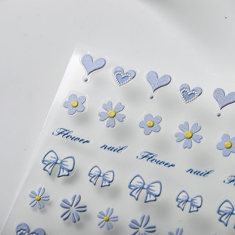 Tensor Nail Art Stickers Heart Bow Flowers Embossed Sticker Decals - Nail MAD