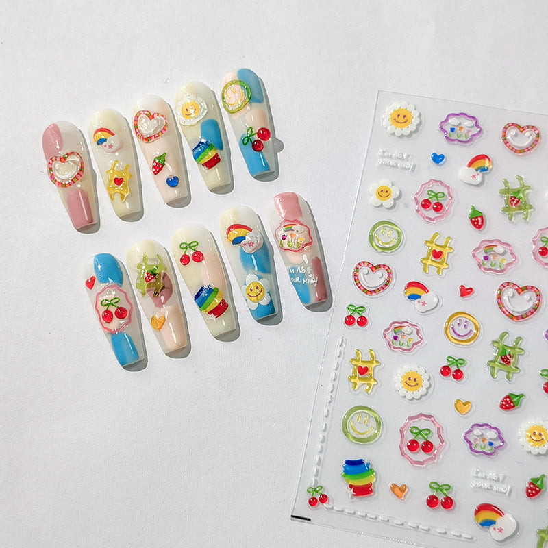 Tensor Nail Stickers Embossed Cute Jelly Sticker Decals M120 - Nail MAD
