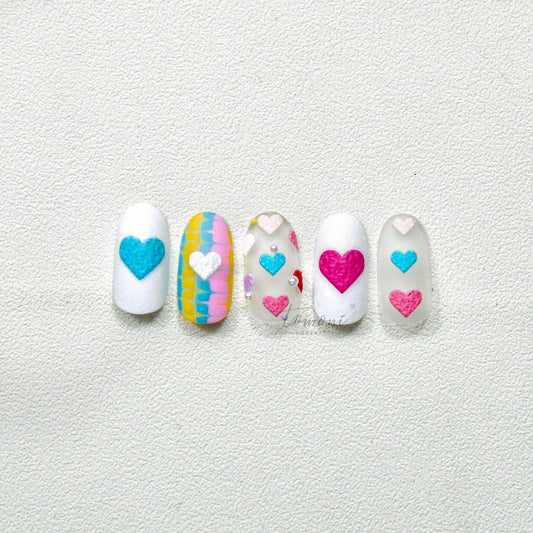 Colorful Love Heart Nail Art Stickers Valentines Adhesive Embossed Sticker Decals to2009 - Nail MAD