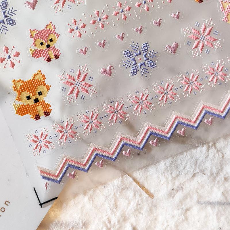 Tensor Nail Art Stickers Cute Fox Embossed Sticker Decals - Nail MAD