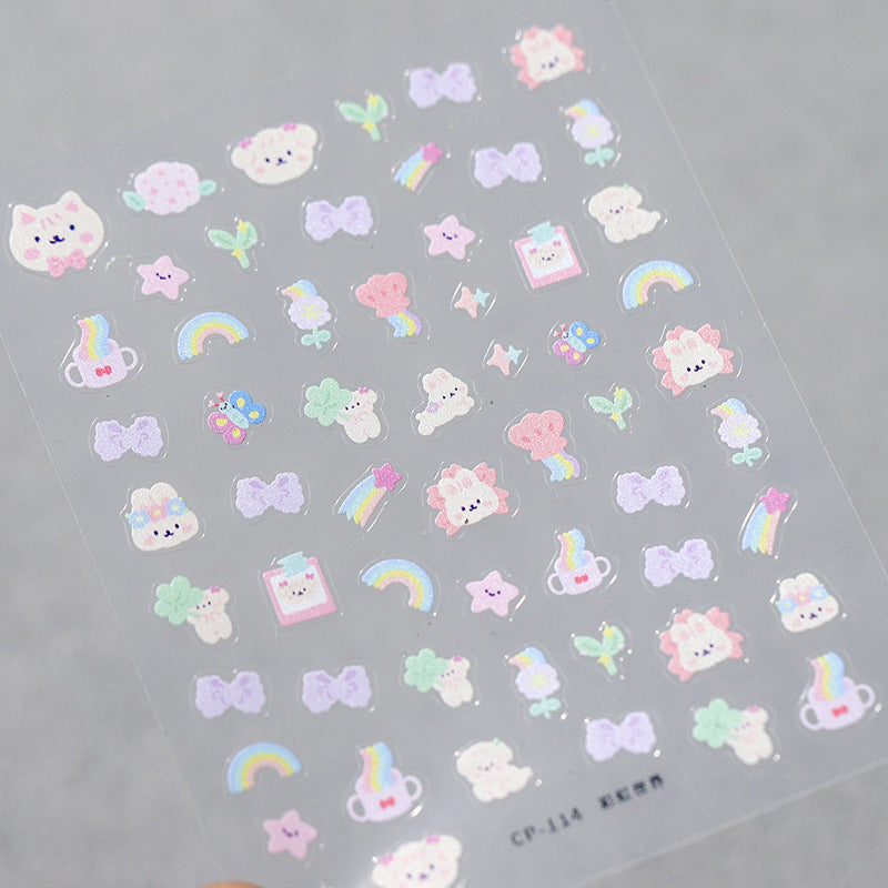 NailMAD Nail Art Stickers Adhesive Slider Embossed Cartoon Bear Sticker Decals CP114 - Nail MAD