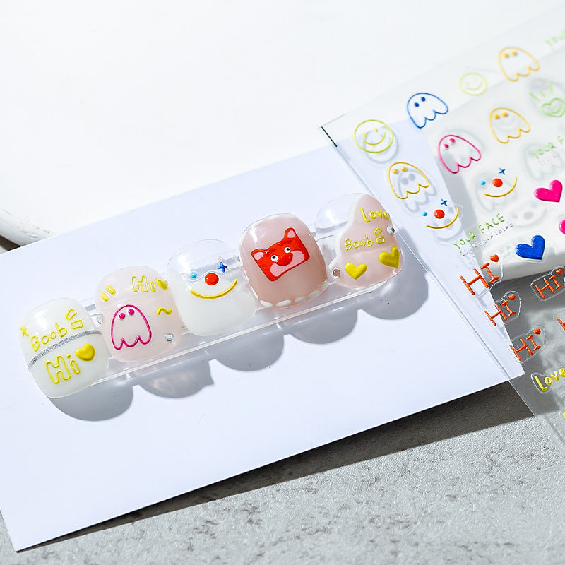 Tensor Nail Sticker Embossed Funny Face TS1280 - Nail MAD