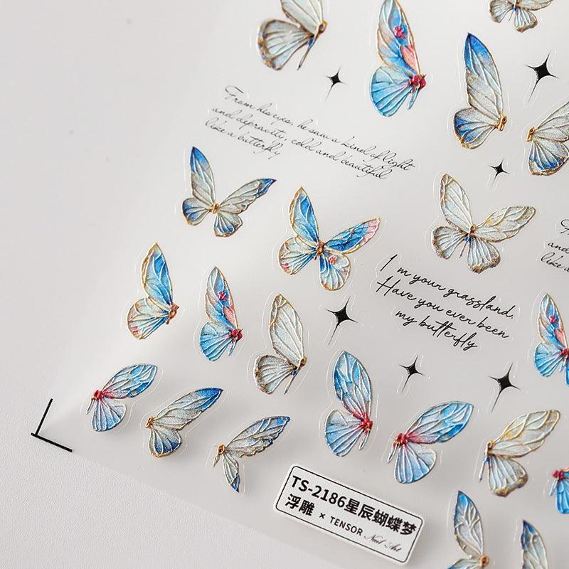 Tensor Nail Art Stickers Butterfly Wings Embossed Sticker Decals - Nail MAD