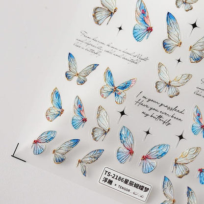 Tensor Nail Art Stickers Butterfly Wings Embossed Sticker Decals - Nail MAD