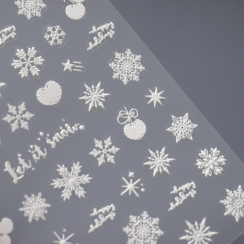 Tensor Nail Art Stickers Winter Snowflake Embossed Sticker Decals - Nail MAD