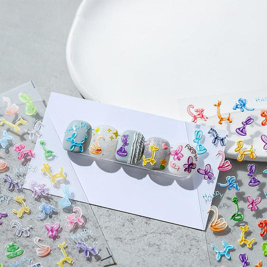 Tensor Nail Art Stickers Embossed Cute Animals Sticker Decals TS1255 - Nail MAD