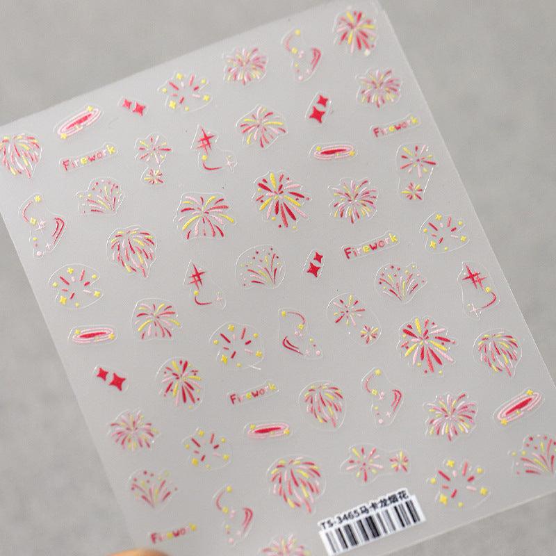 NailMAD Nail Art Stickers Adhesive Slider Embossed Firework Xmas Sticker Decals TS3465 - Nail MAD