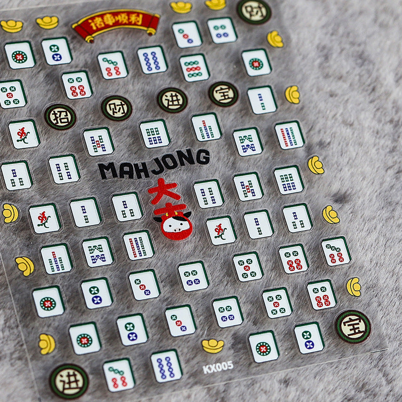 NailMAD Nail Art Stickers Adhesive Slider Embossed Mahjong Sticker Decals - Nail MAD