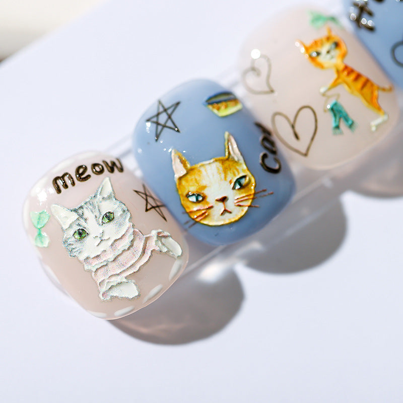 Tensor Nail Stickers Embossed Kitten Cats TS1321 - Nail MAD