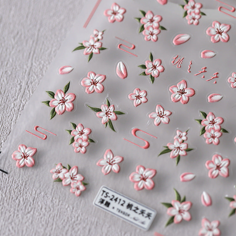 Tensor Nail Art Stickers Peach Blossom Sticker Decals - Nail MAD